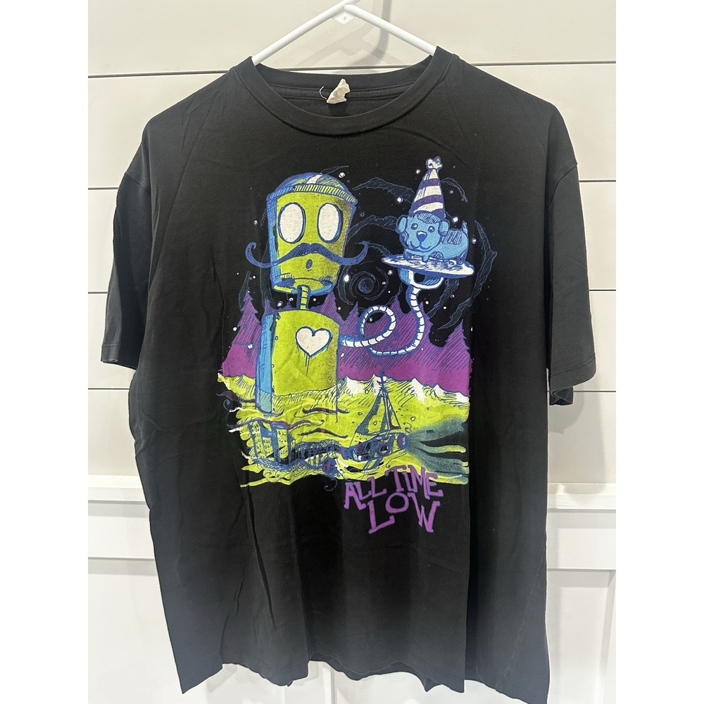 All Time Low Band T-Shirt Medium Black Robot Space Dog Pop Punk StarTee XL